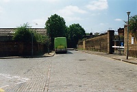 Modern-day view of the junction of Battle Bridge Road and Cheney Road