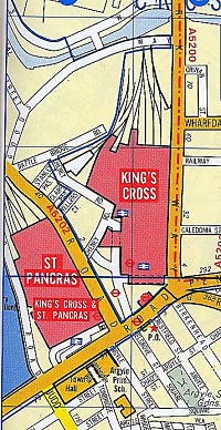 Large-scale street map of area around King�s Cross Station