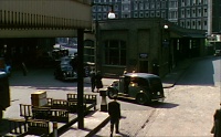 Film: The taxi turns sedately in front of the station; the Great Northern Hotel is just visible in the background