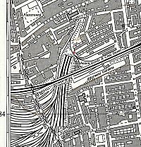 1966 Ordnance Survey map of area around Copenhagen Tunnel